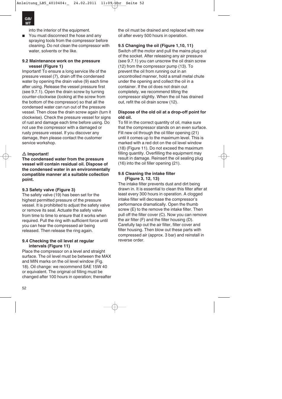 Parkside PKO 270 B2 User Manual | Page 52 / 72