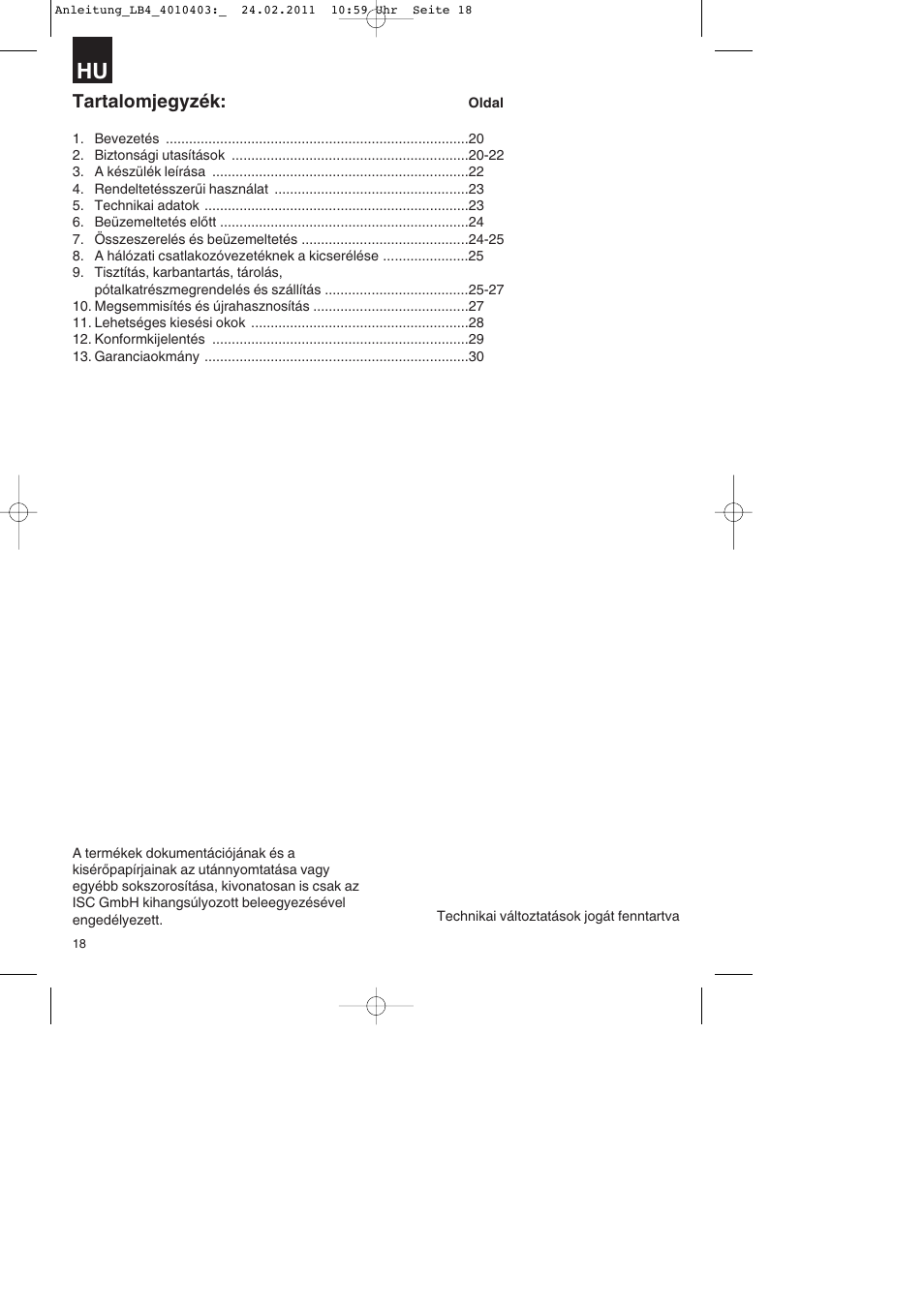 Tartalomjegyzék | Parkside PKO 270 B2 User Manual | Page 18 / 96