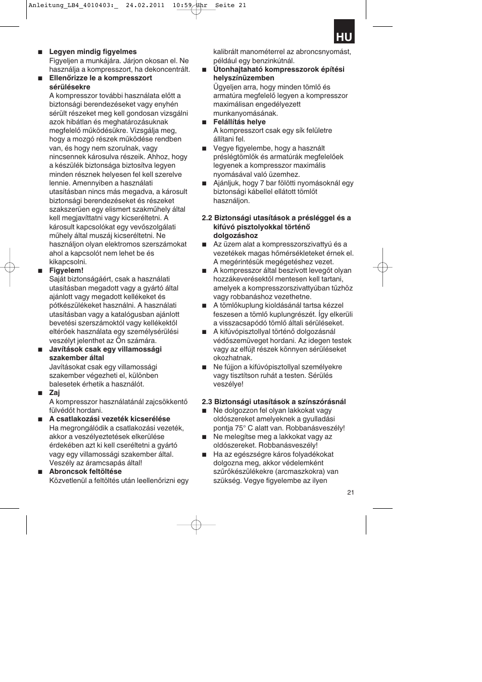 Parkside PKO 270 B2 User Manual | Page 21 / 96
