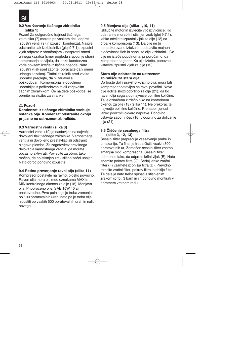 Parkside PKO 270 B2 User Manual | Page 38 / 96