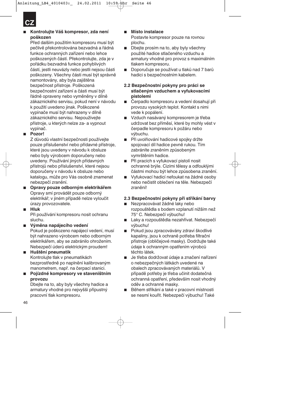 Parkside PKO 270 B2 User Manual | Page 46 / 96