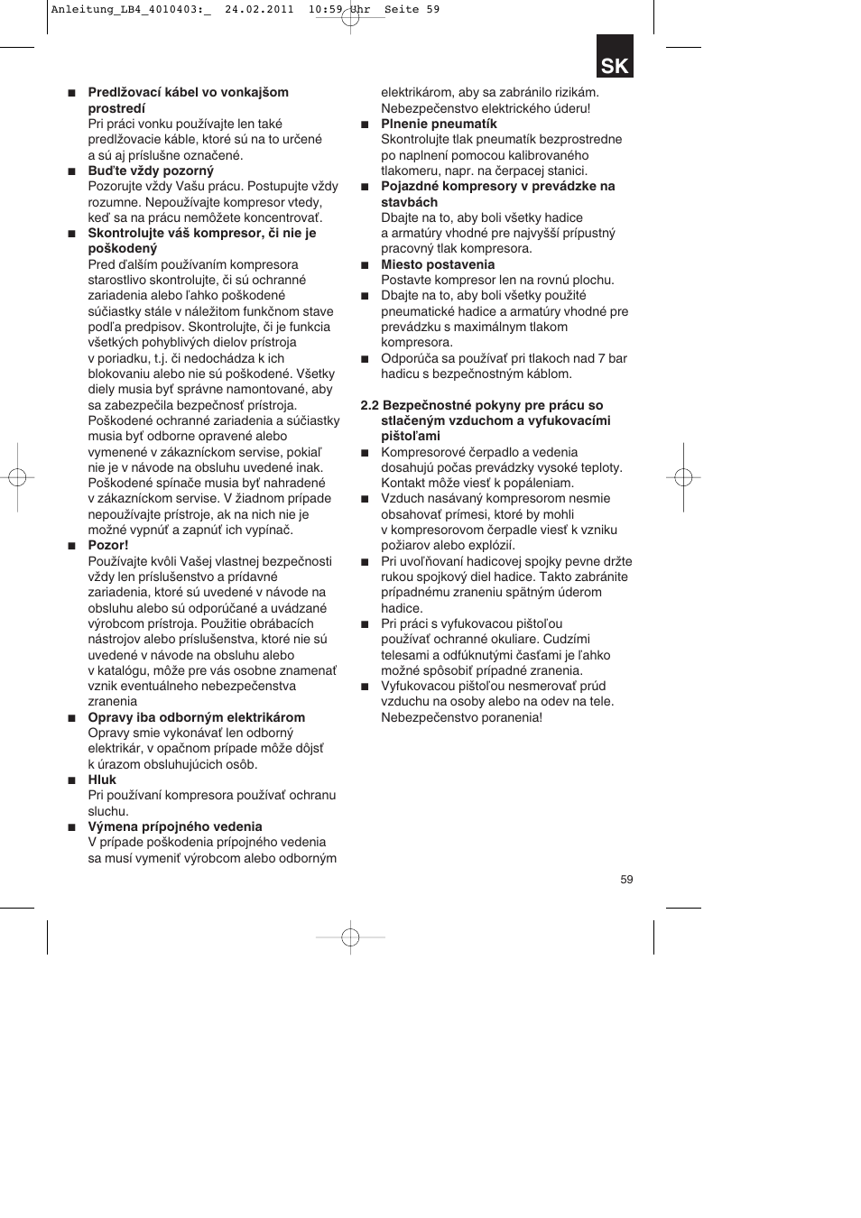 Parkside PKO 270 B2 User Manual | Page 59 / 96