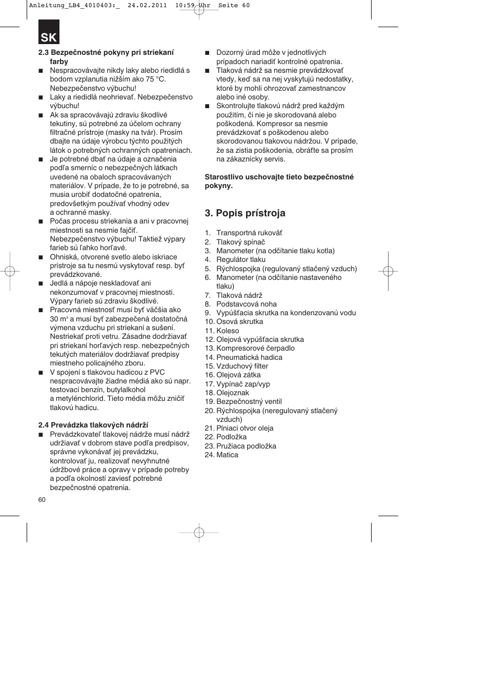 Popis prístroja | Parkside PKO 270 B2 User Manual | Page 60 / 96