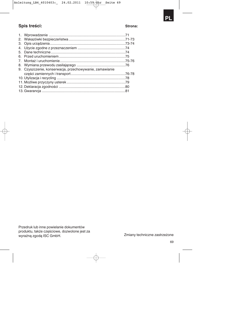 Parkside PKO 270 B2 User Manual | Page 69 / 96