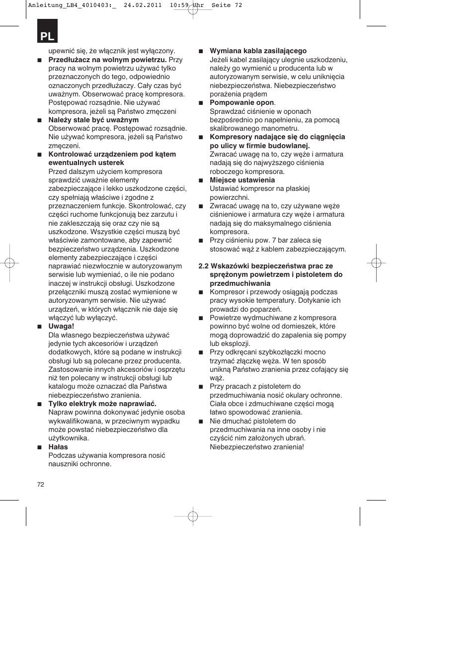 Parkside PKO 270 B2 User Manual | Page 72 / 96