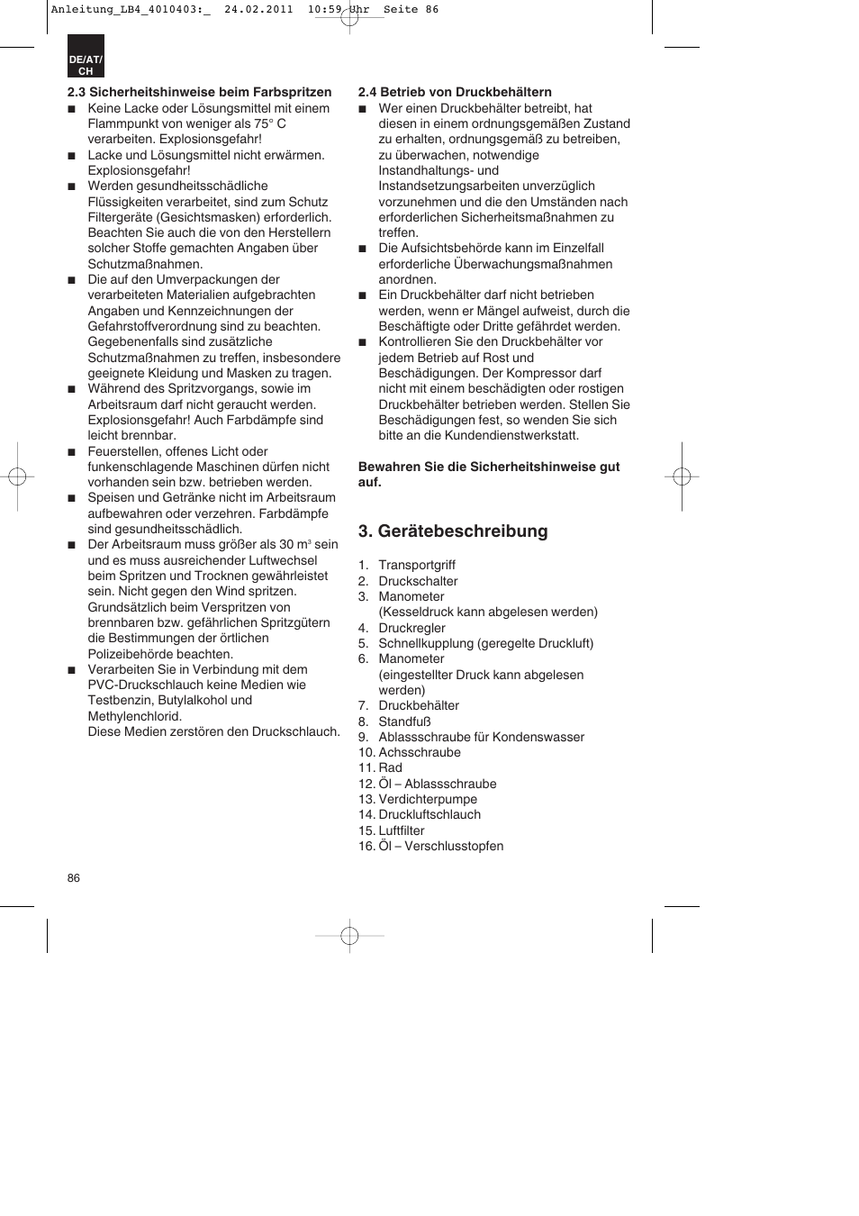 Gerätebeschreibung | Parkside PKO 270 B2 User Manual | Page 86 / 96