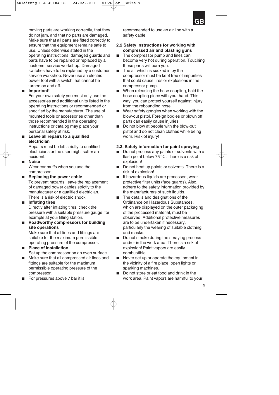 Parkside PKO 270 B2 User Manual | Page 9 / 96