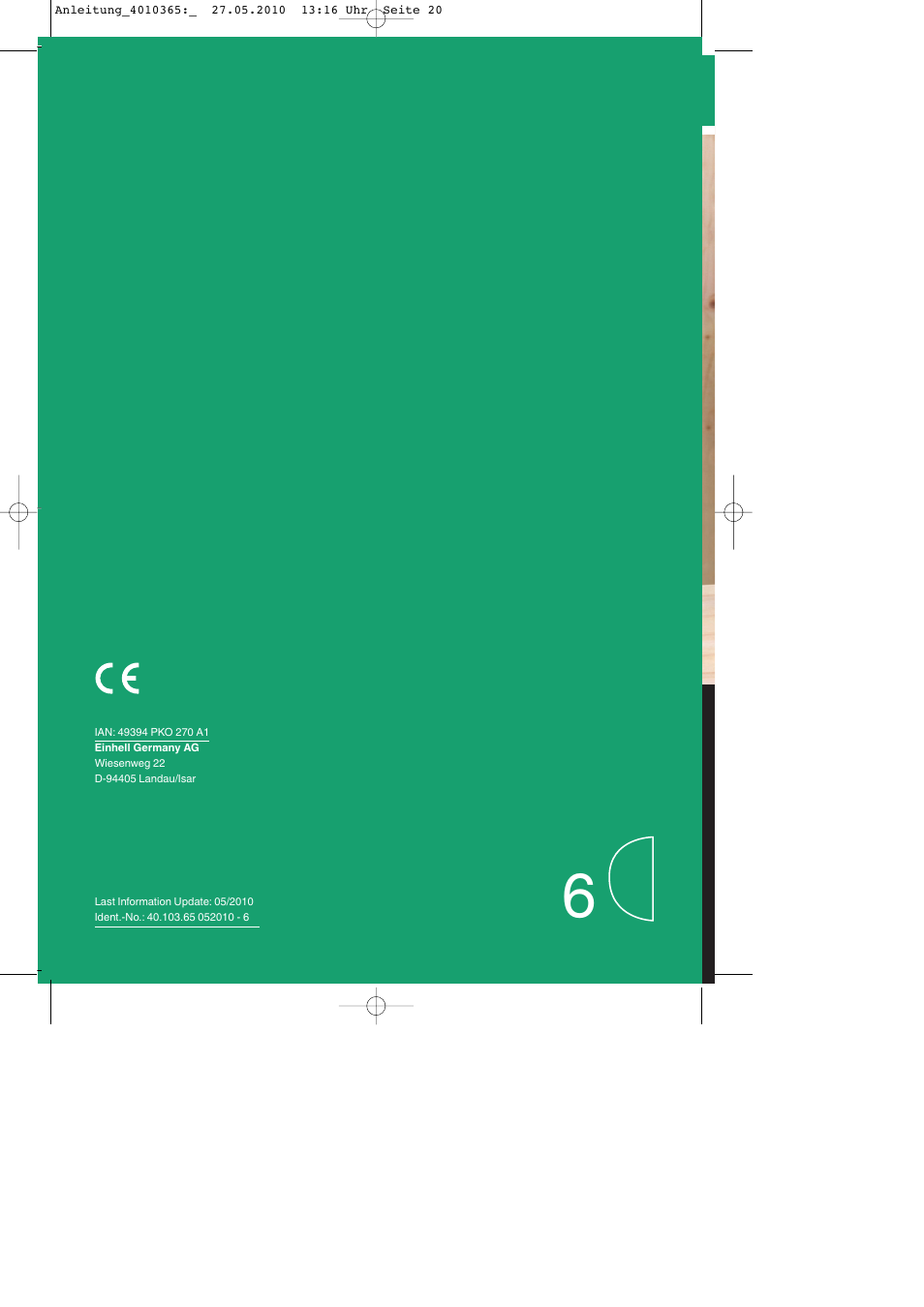 Parkside PKO 270 A1 User Manual | Page 20 / 20