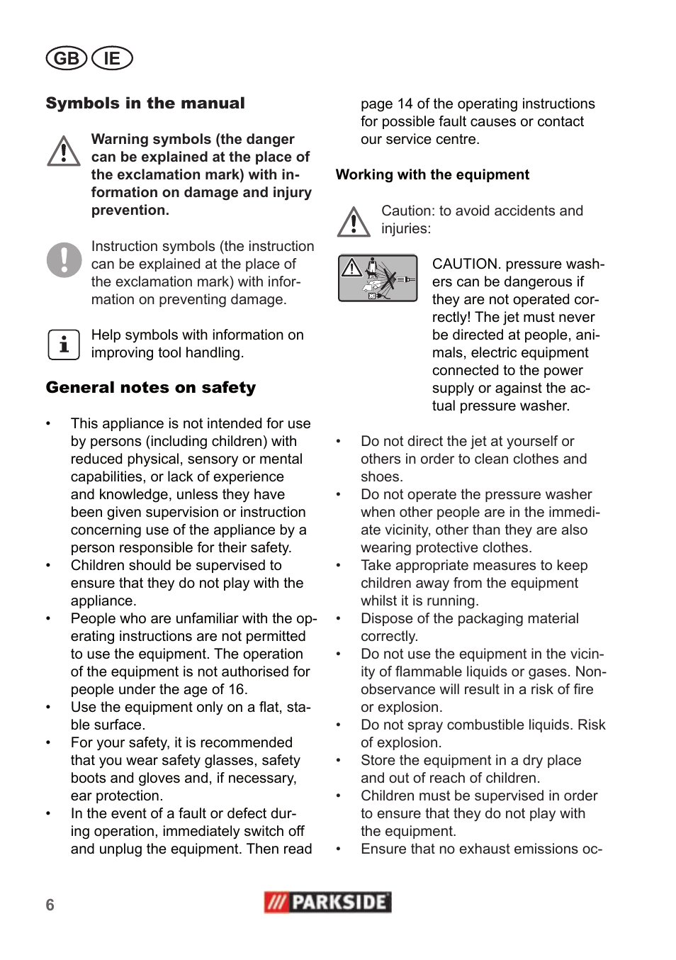 Gb ie | Parkside PHD 100 A1 User Manual | Page 6 / 18