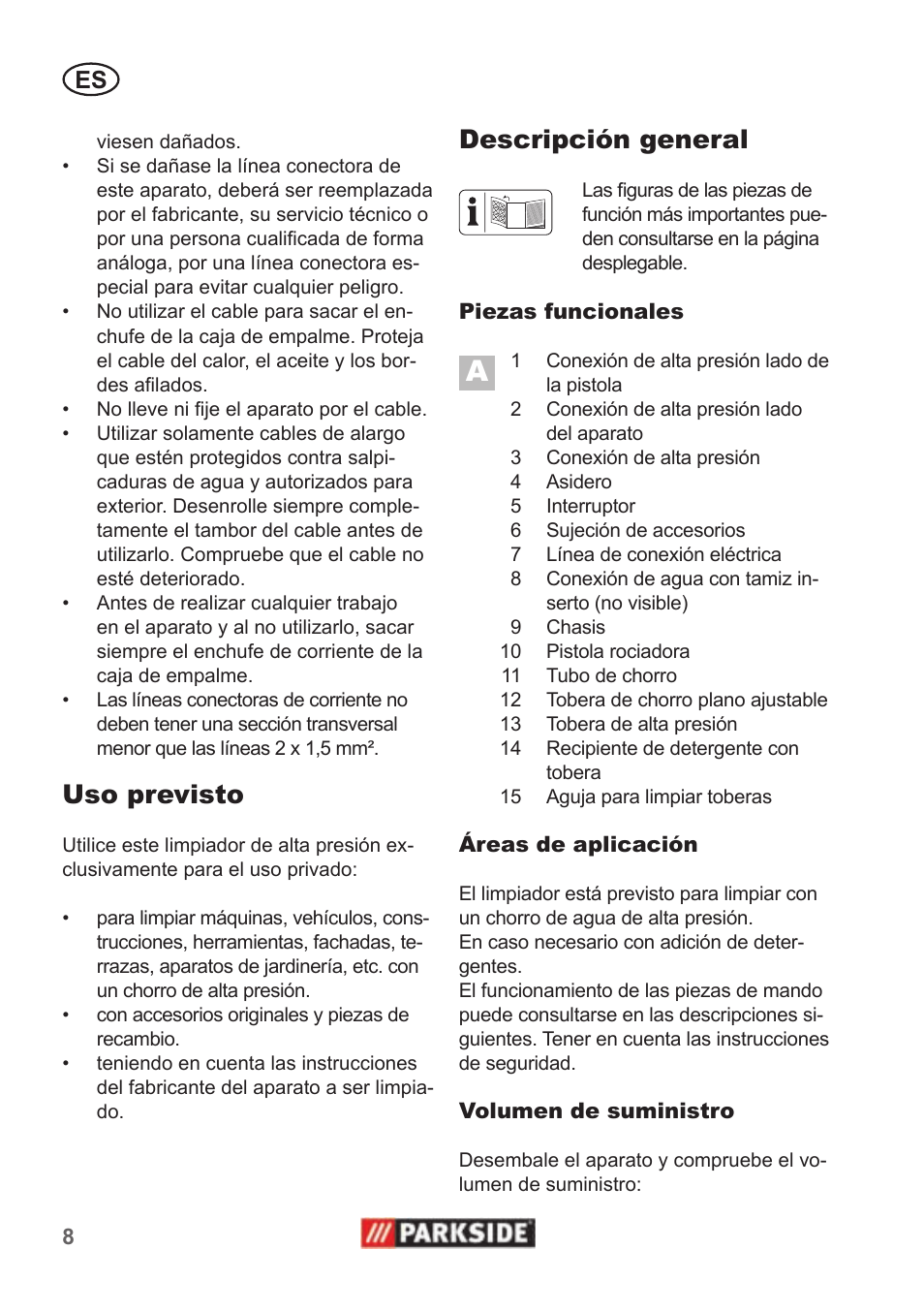 Uso previsto, Descripción general | Parkside PHD 100 A1 User Manual | Page 8 / 58