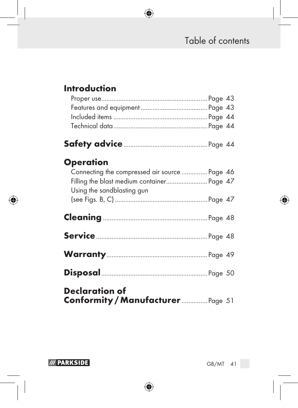 Parkside PDSP 1000 A1 User Manual | Page 41 / 65