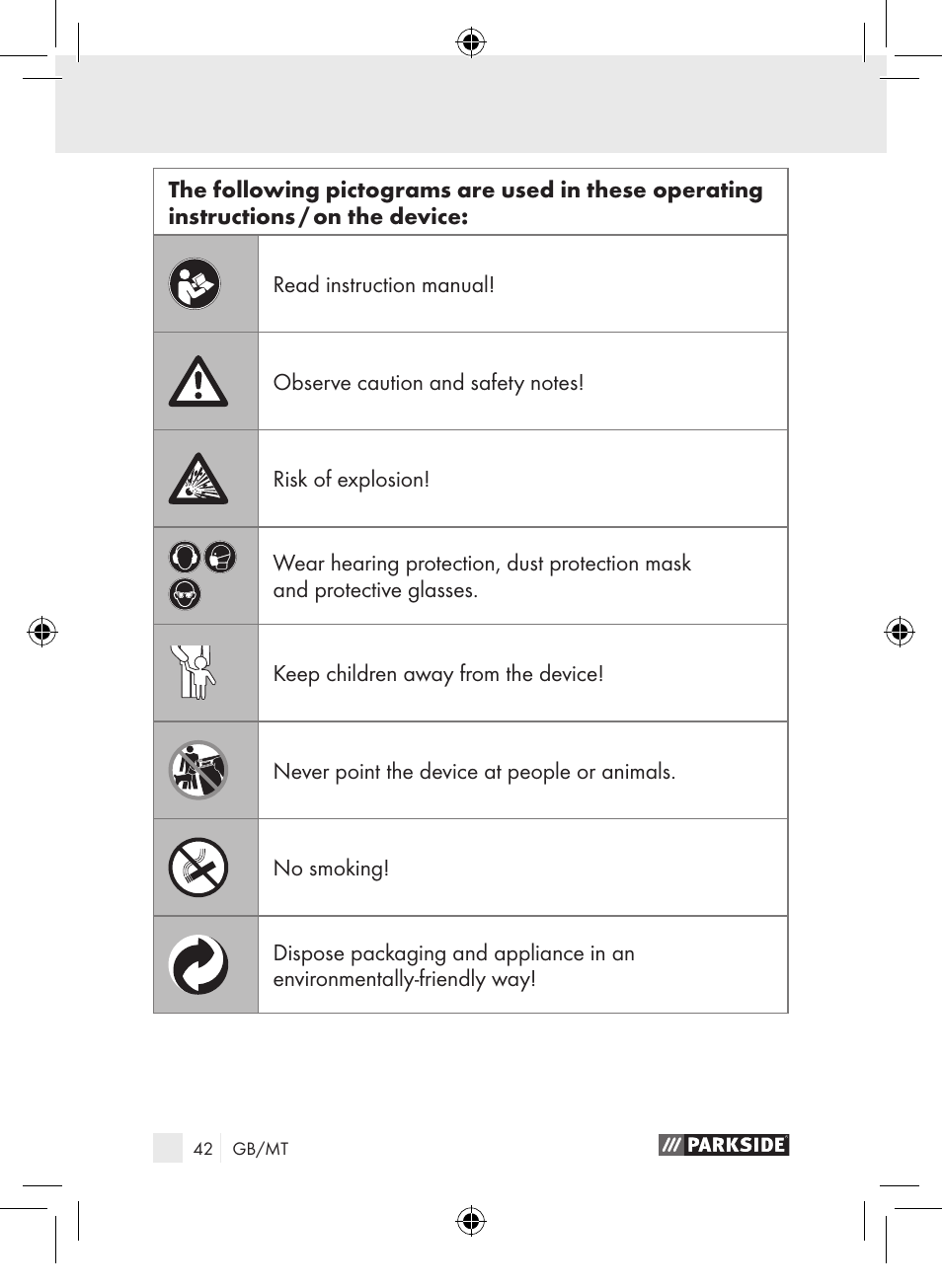 Parkside PDSP 1000 A1 User Manual | Page 42 / 65