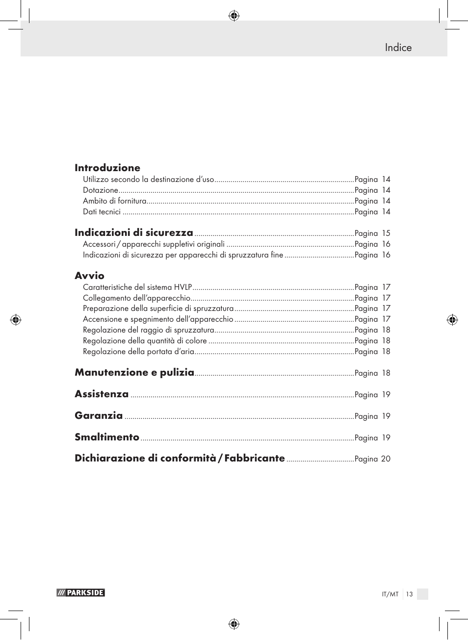 Declaración de conformidad / fabricante indice | Parkside PDFP 500 A1 User Manual | Page 13 / 45