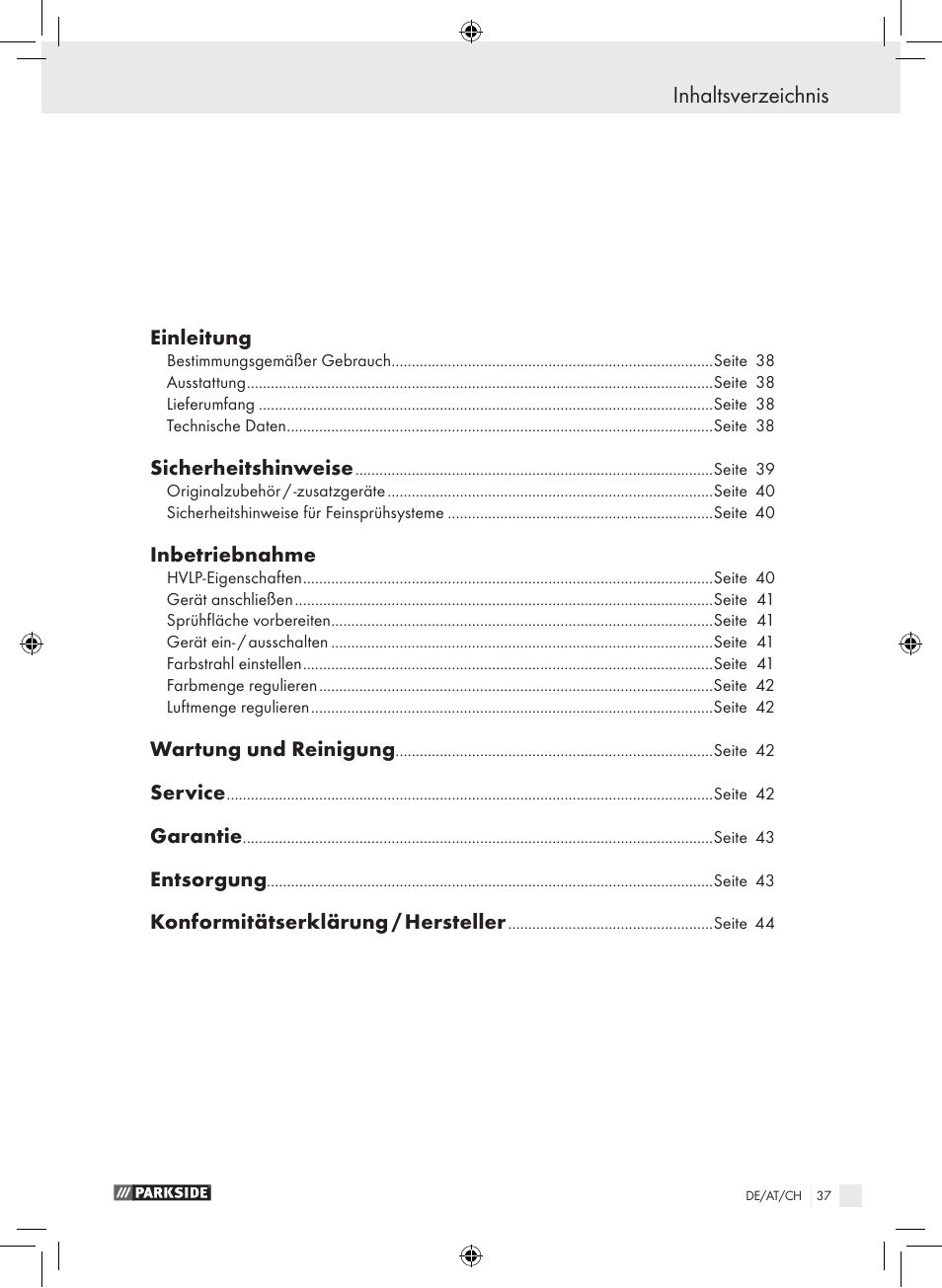 Parkside PDFP 500 A1 User Manual | Page 37 / 45