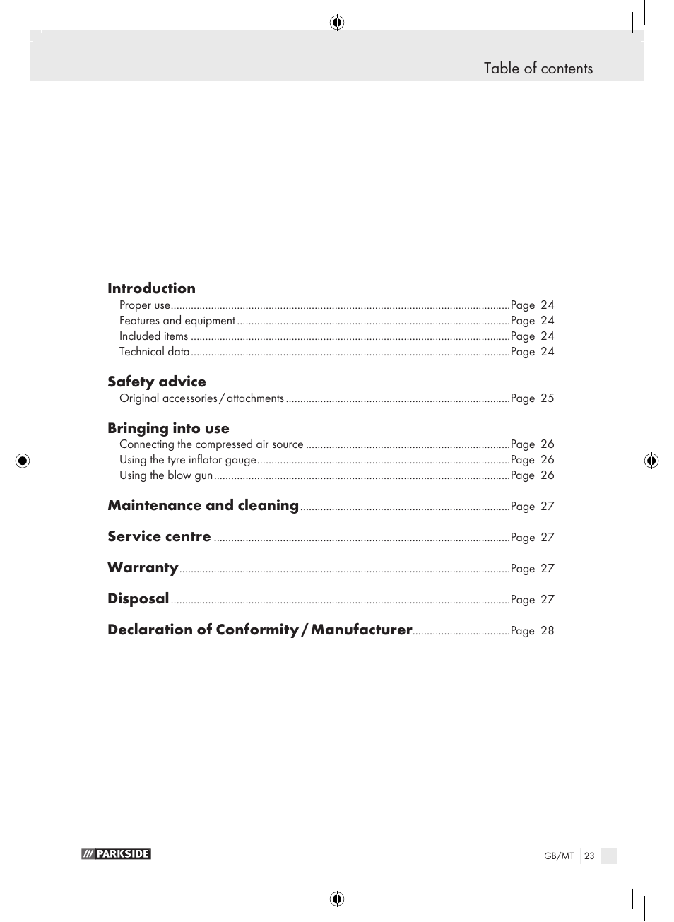 Parkside PDSS A1 User Manual | Page 23 / 35