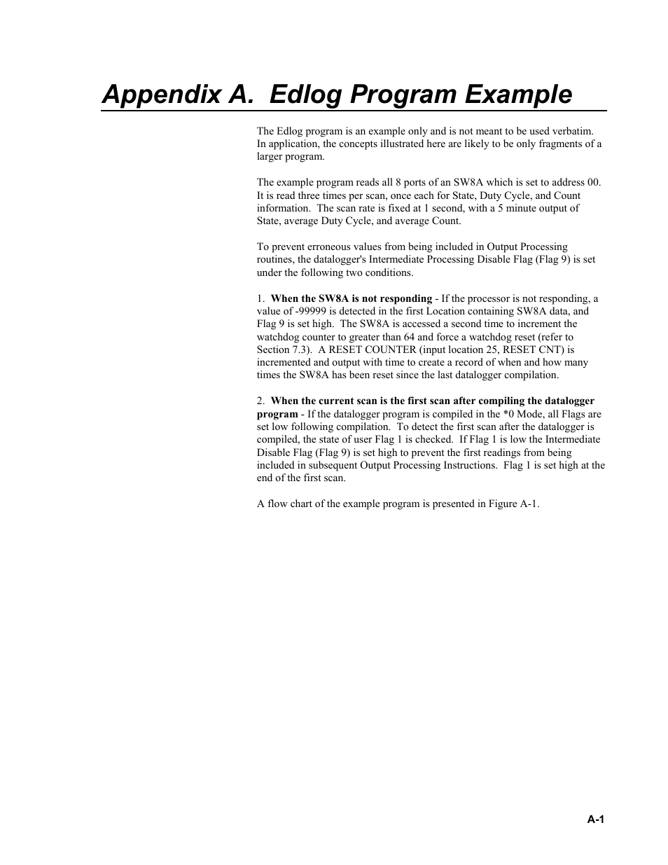 Appendix a. edlog program example | Campbell Scientific SDM-SW8A 8-Channel Switch Closure Input Module User Manual | Page 21 / 28