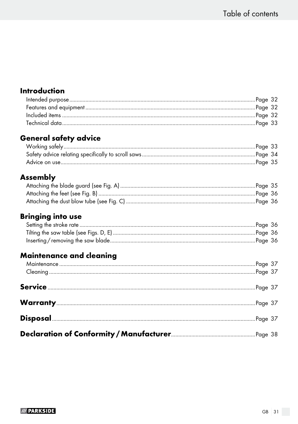 Parkside PDKS 120 B3 User Manual | Page 31 / 39