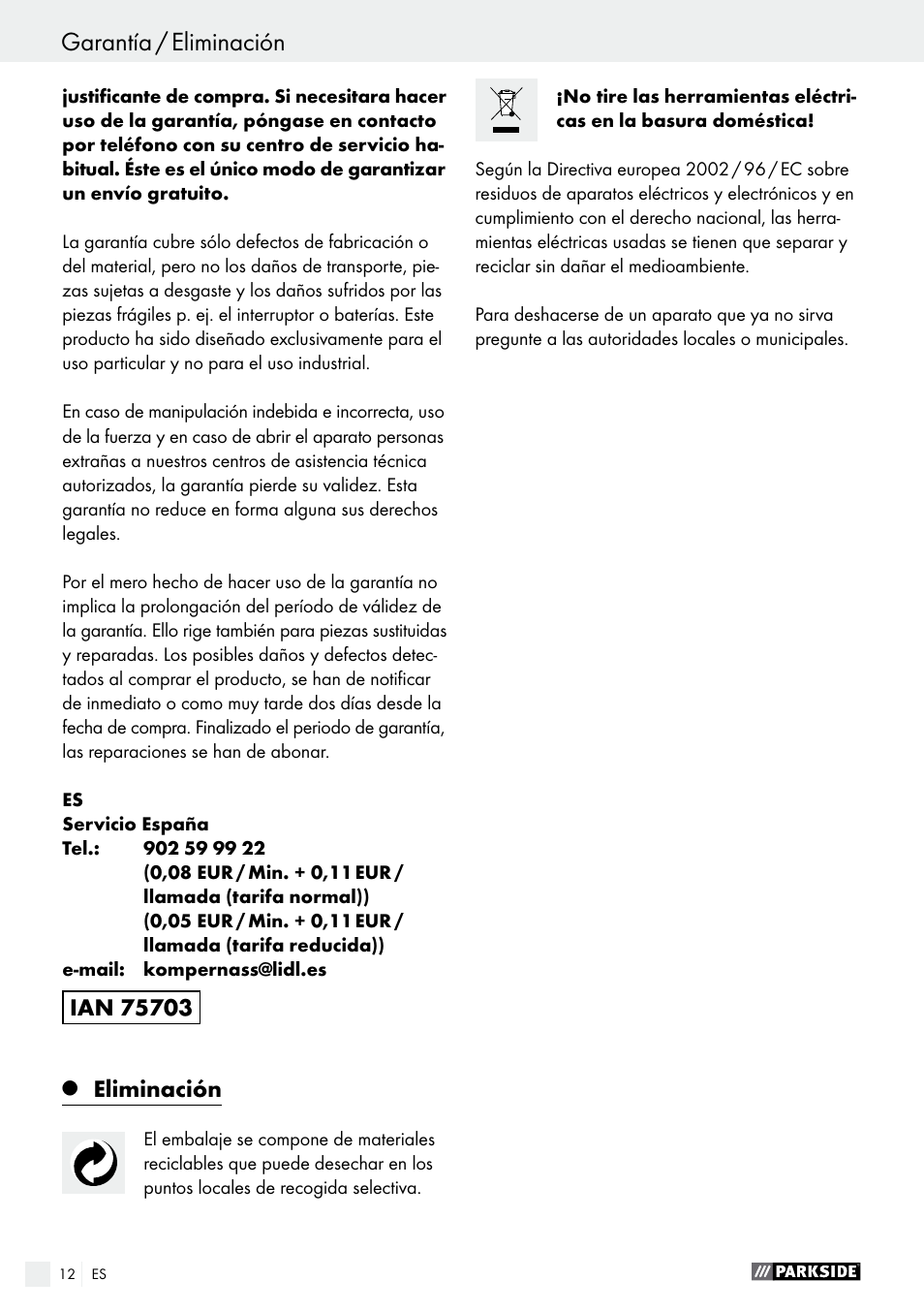 Parkside PDKS 120 B3 User Manual | Page 12 / 48