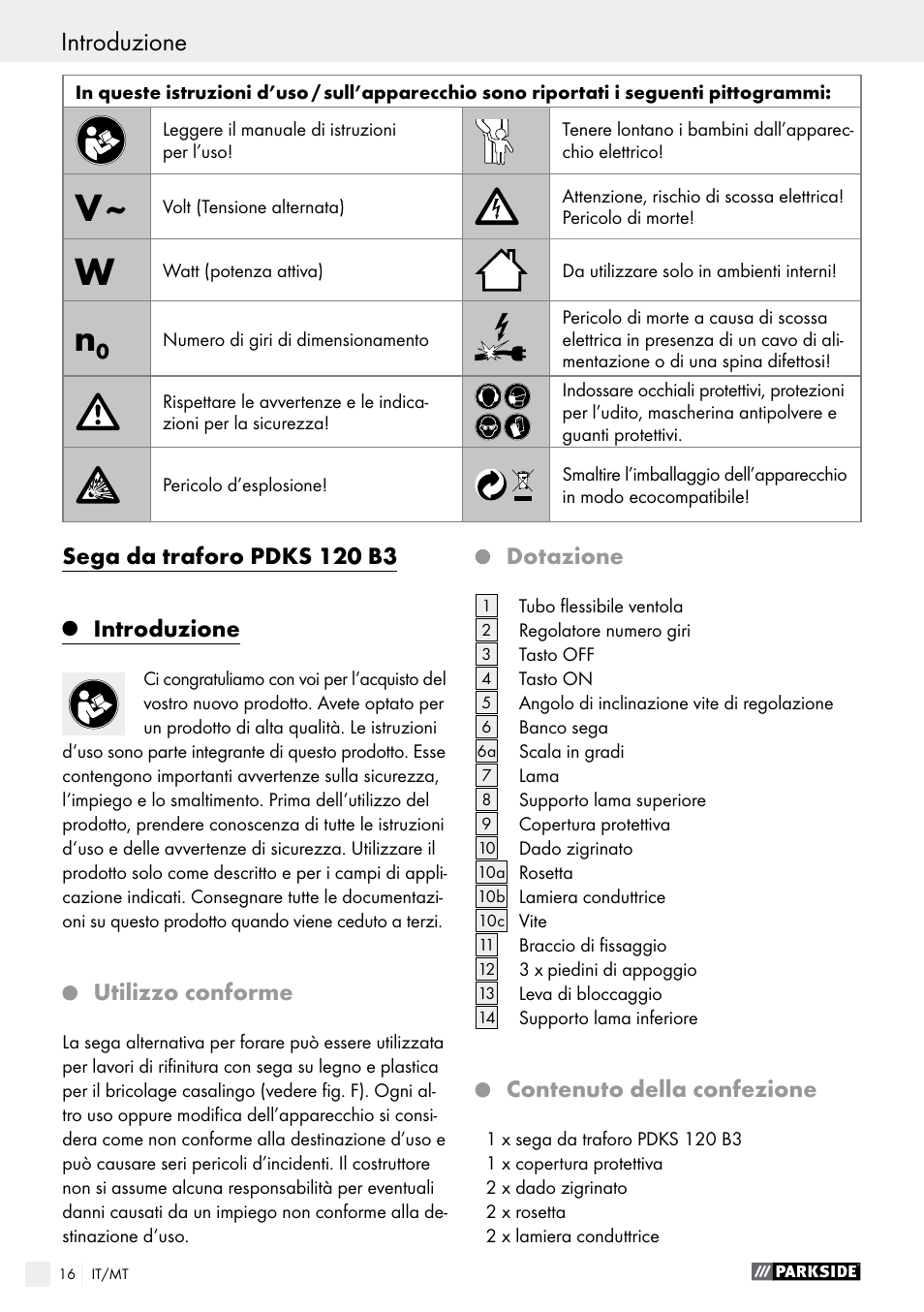 Parkside PDKS 120 B3 User Manual | Page 16 / 48