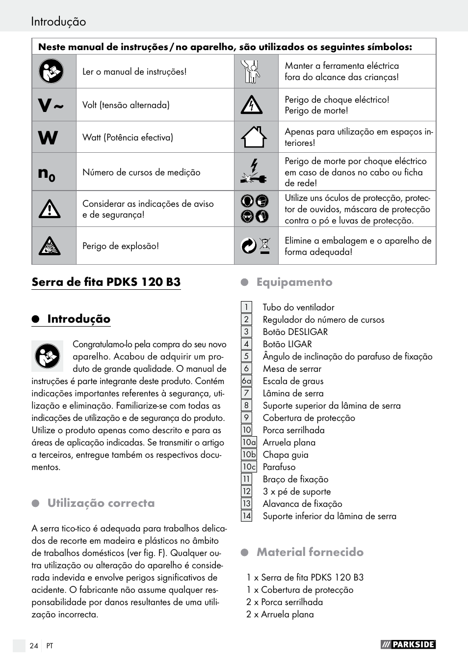 Parkside PDKS 120 B3 User Manual | Page 24 / 48