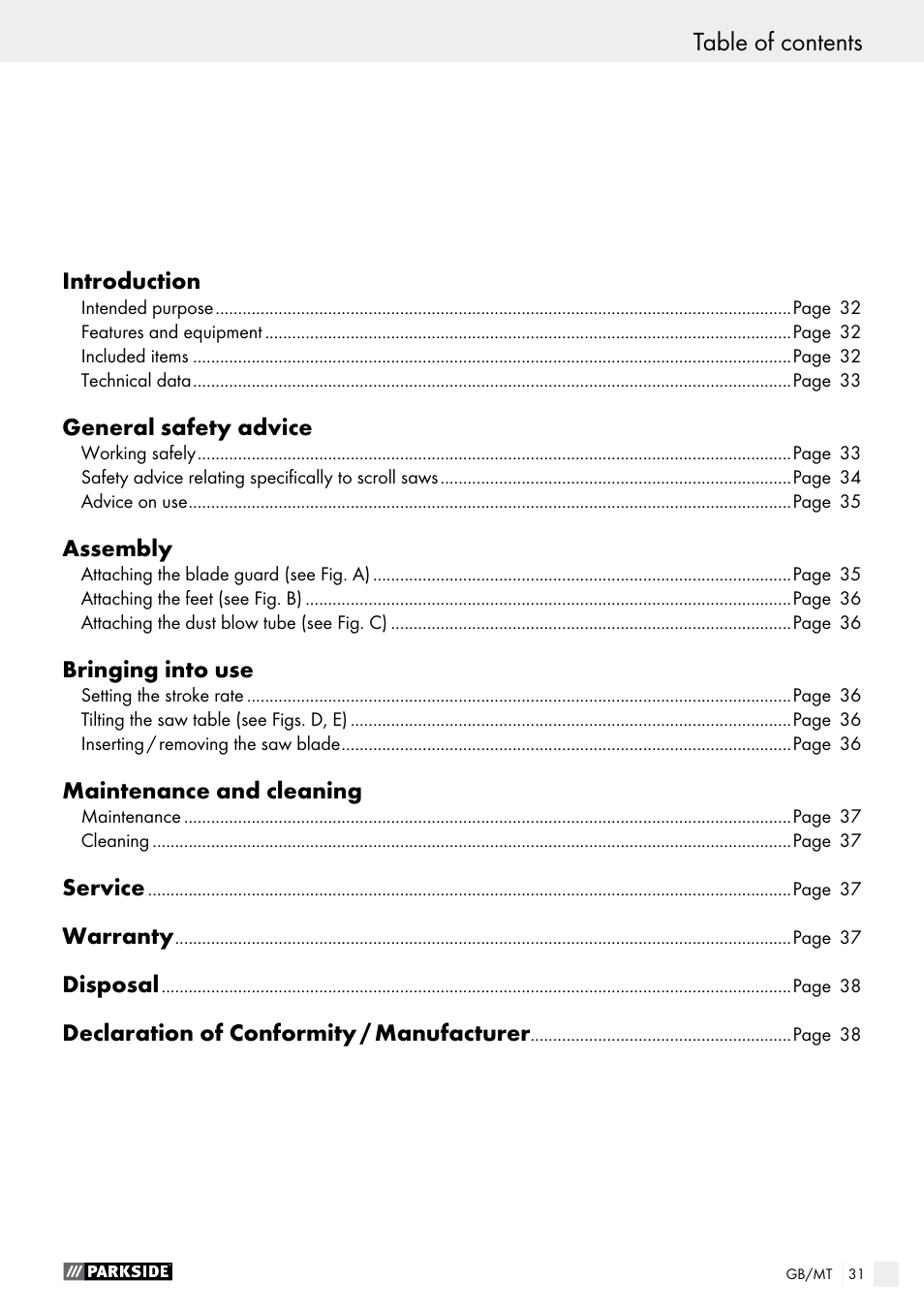 Parkside PDKS 120 B3 User Manual | Page 31 / 48