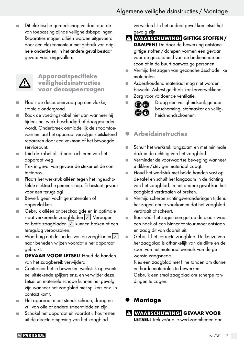 Parkside PDKS 120 B3 User Manual | Page 17 / 41