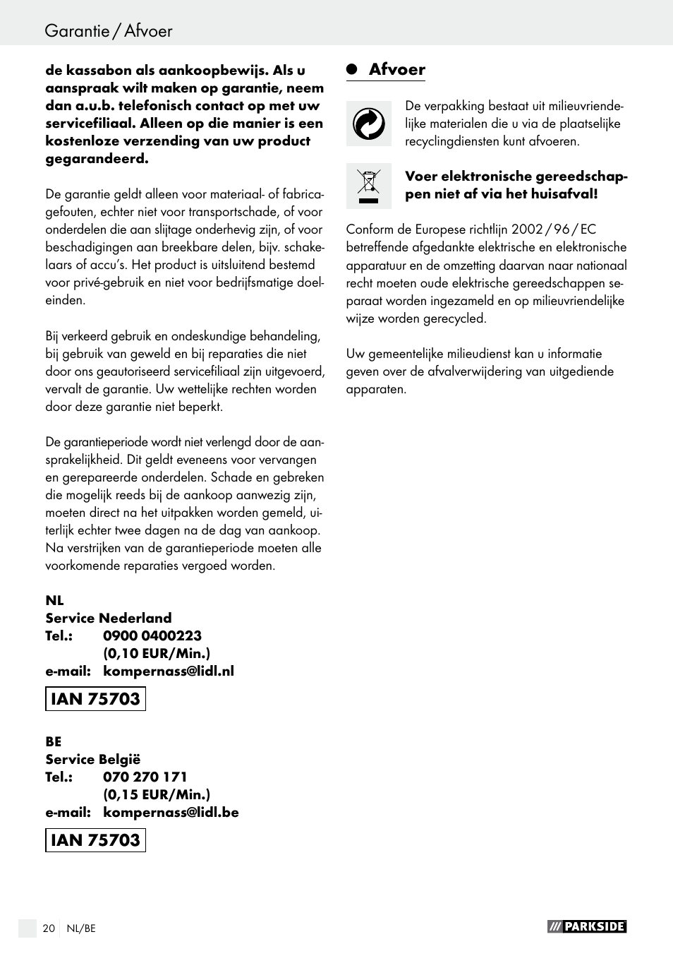 Parkside PDKS 120 B3 User Manual | Page 20 / 41