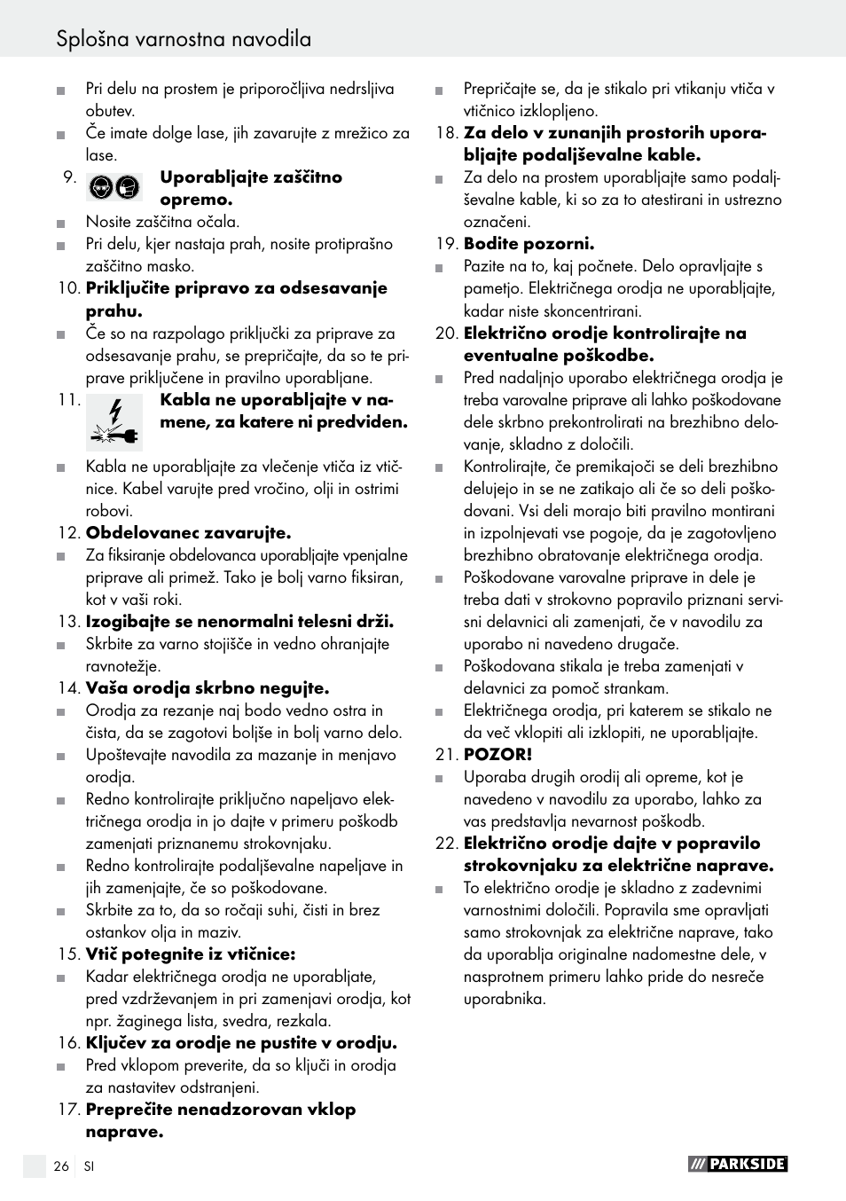 Parkside PDKS 120 B3 User Manual | Page 26 / 58