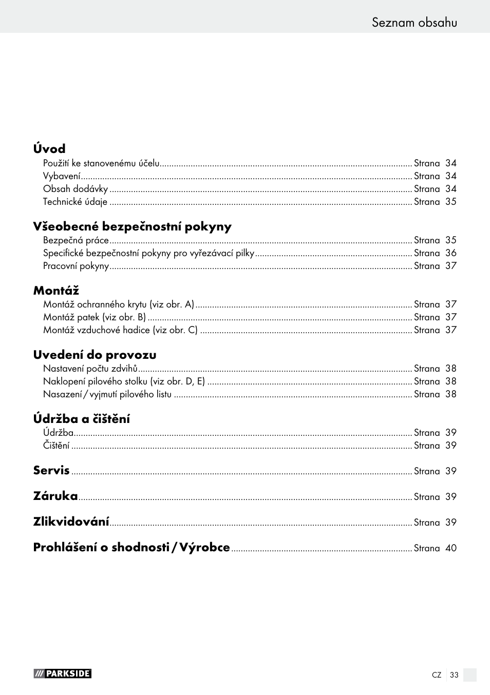 Parkside PDKS 120 B3 User Manual | Page 33 / 58