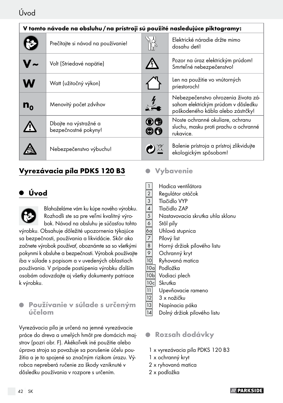 Úvod, Úvod / všeobecné bezpečnostní pokyny | Parkside PDKS 120 B3 User Manual | Page 42 / 58