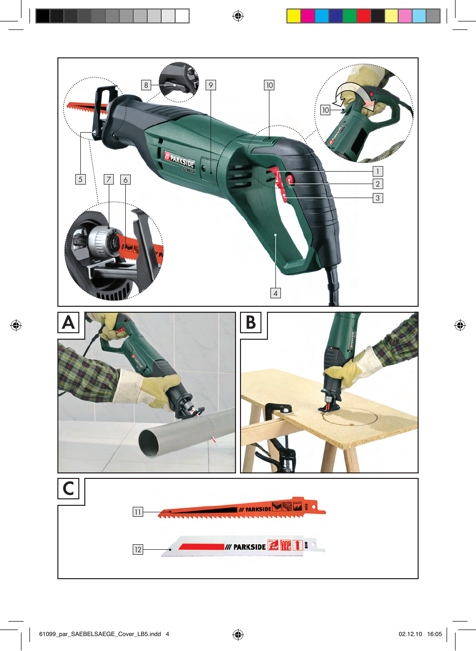 Ca b | Parkside PFS 710 A1 User Manual | Page 3 / 52