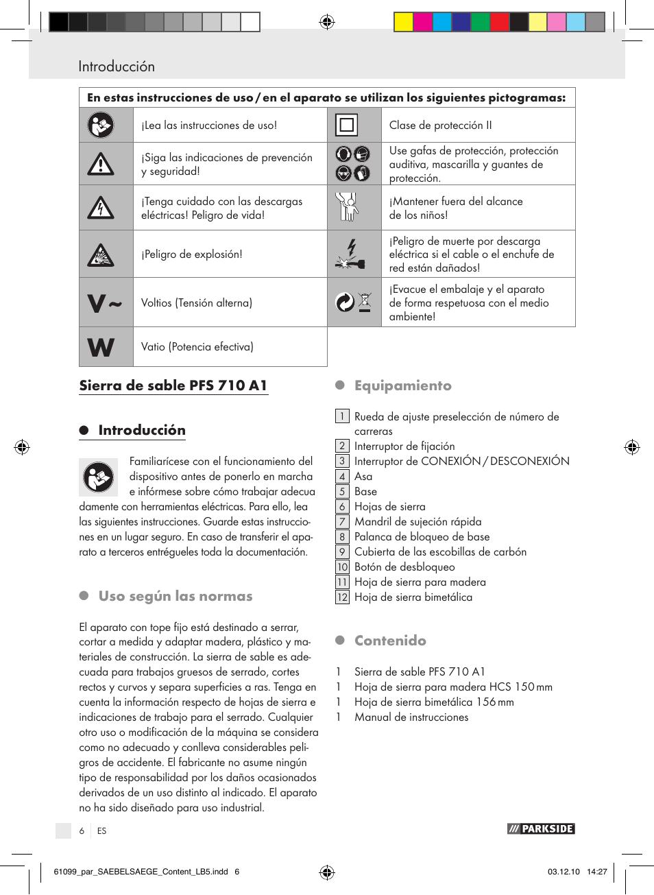 Parkside PFS 710 A1 User Manual | Page 6 / 52