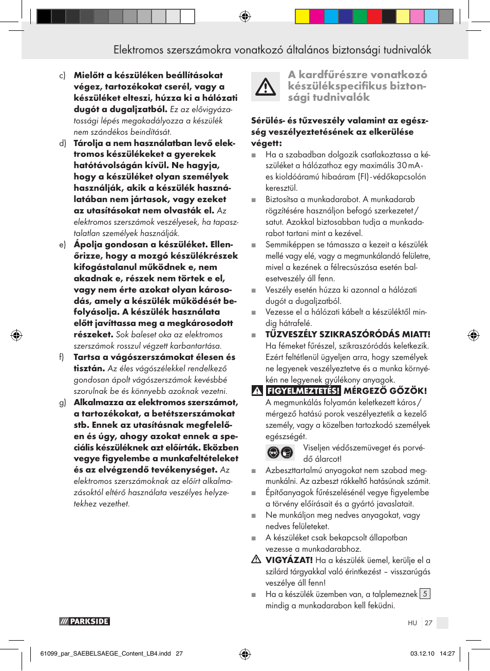 Parkside PFS 710 A1 User Manual | Page 27 / 68
