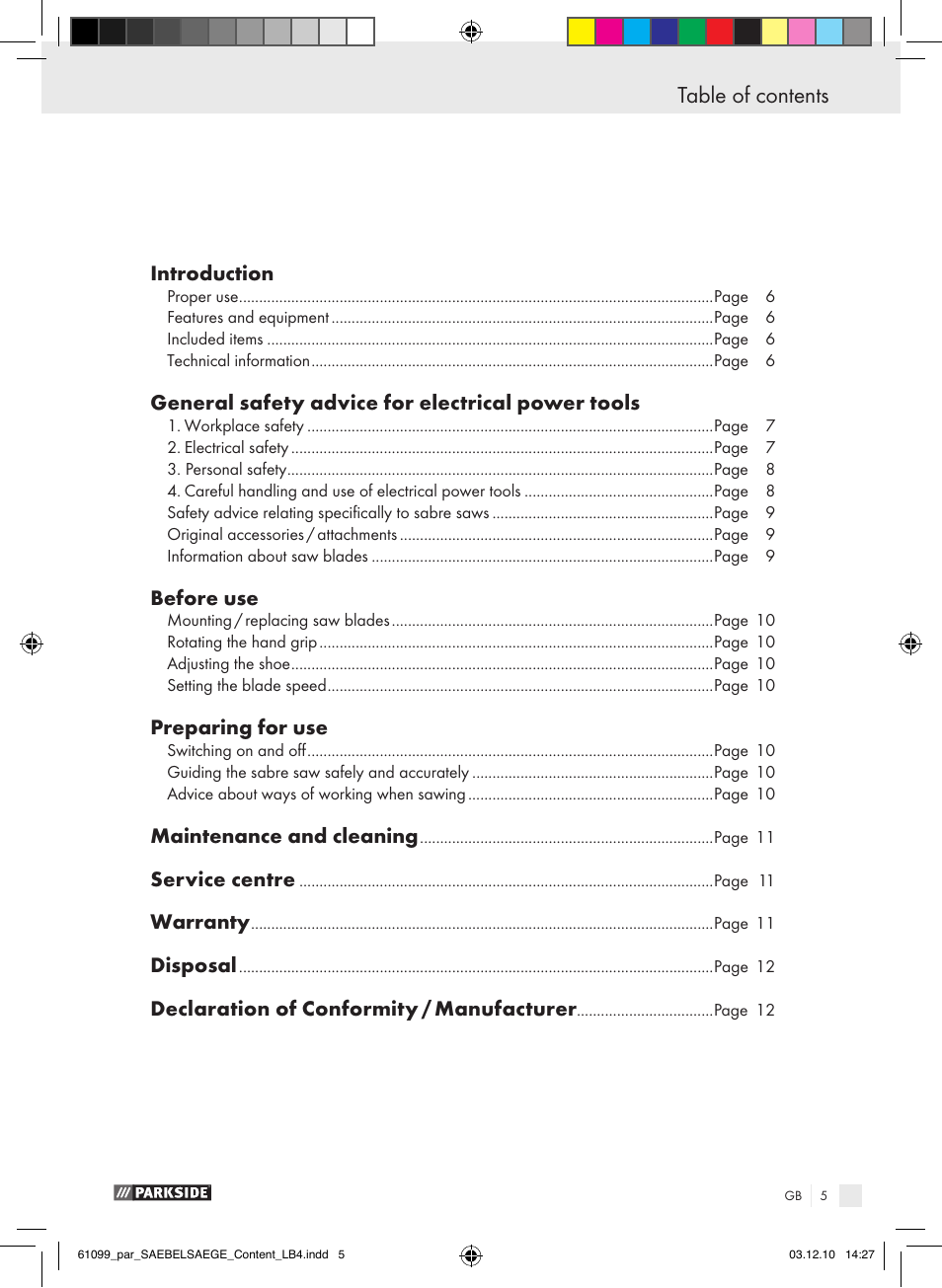 Parkside PFS 710 A1 User Manual | Page 5 / 68