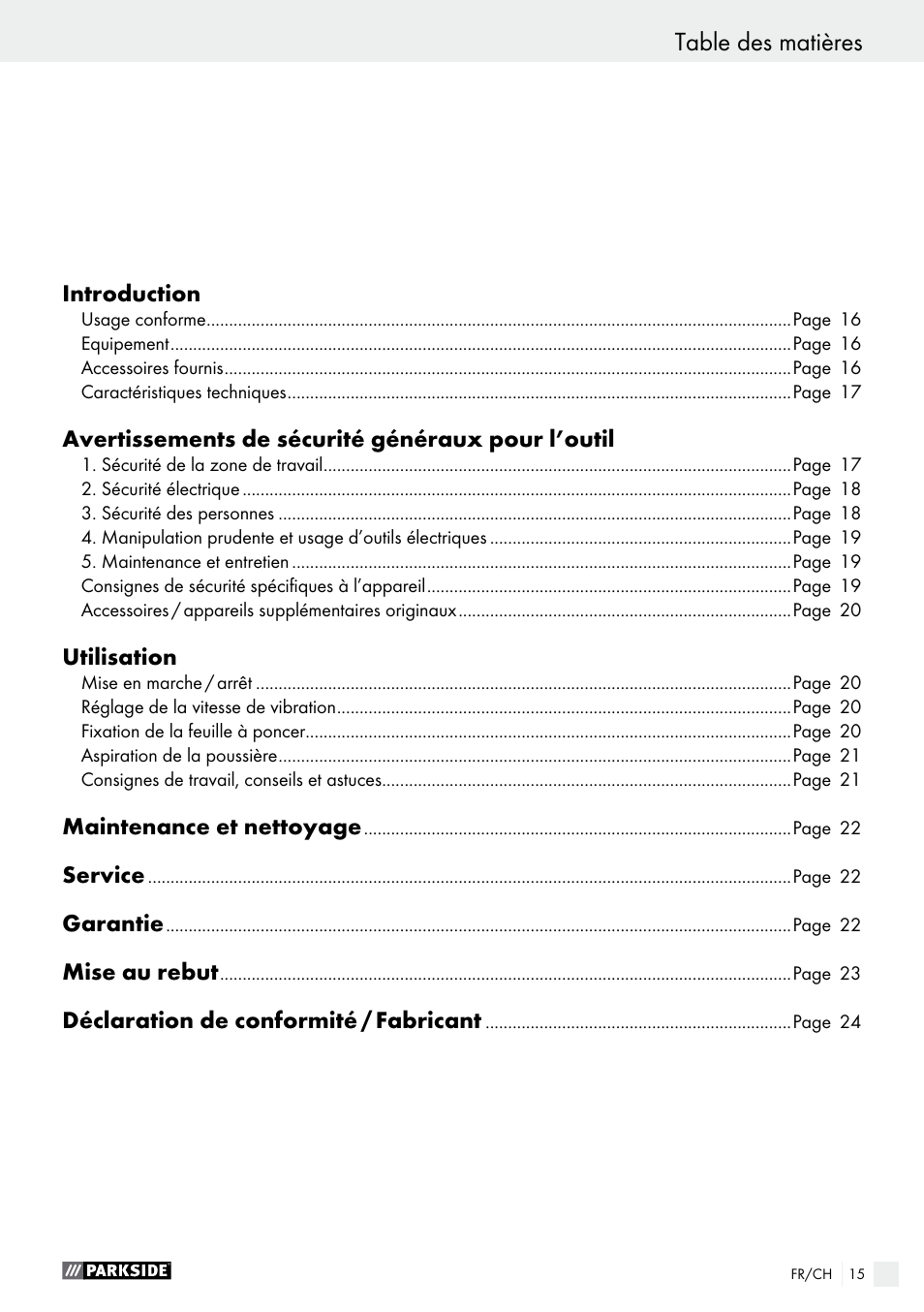 Parkside PSS 250 A1 User Manual | Page 15 / 44