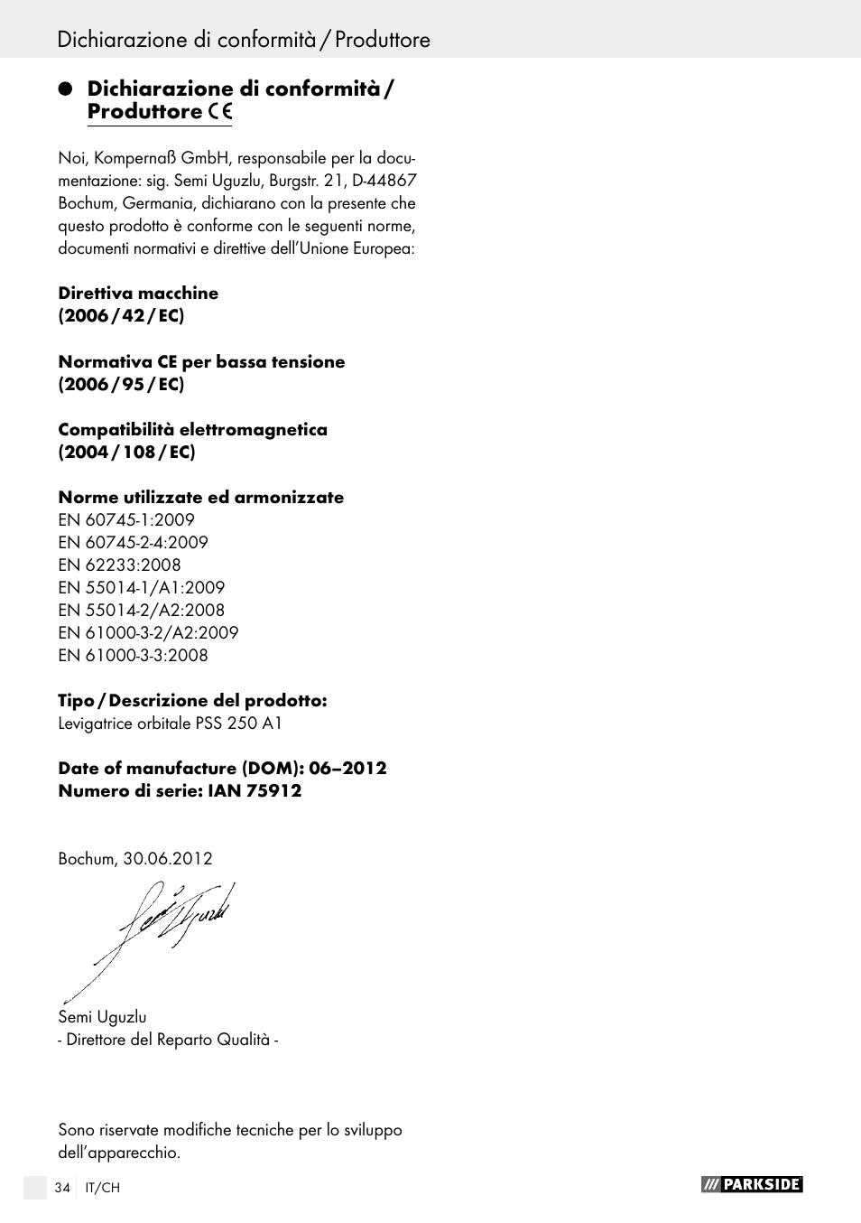 Parkside PSS 250 A1 User Manual | Page 34 / 44