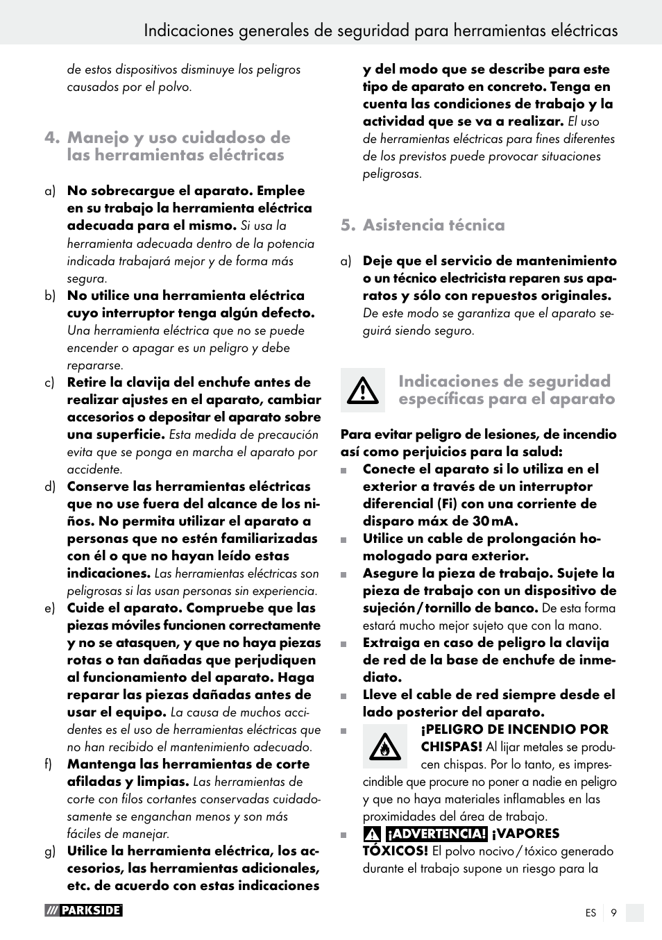 Asistencia técnica | Parkside PSS 250 A1 User Manual | Page 9 / 34