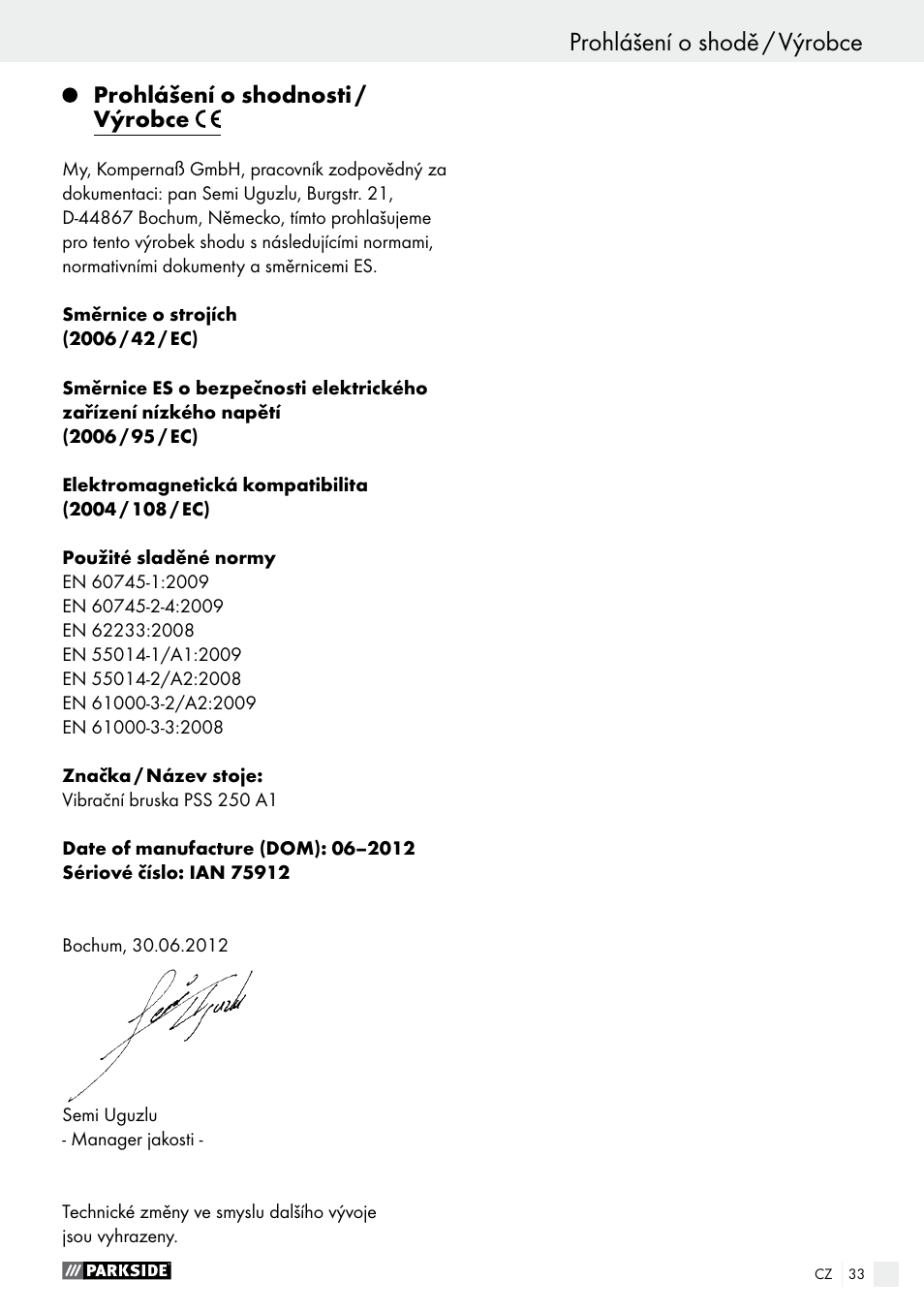 Parkside PSS 250 A1 User Manual | Page 33 / 54