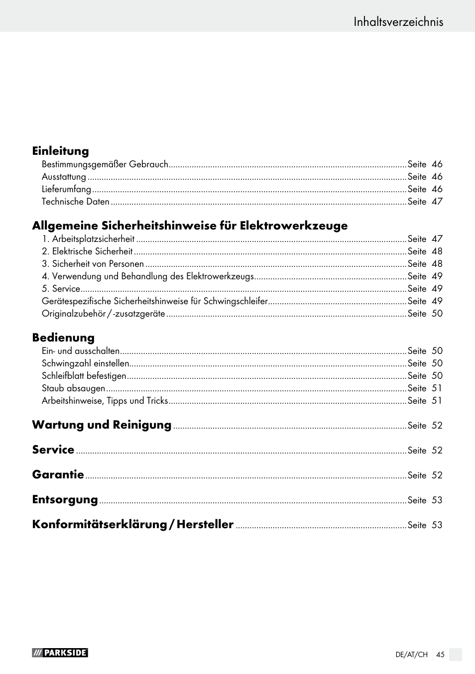 Parkside PSS 250 A1 User Manual | Page 45 / 54