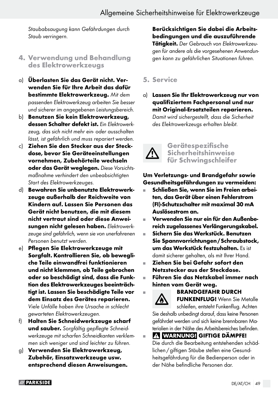 Parkside PSS 250 A1 User Manual | Page 49 / 54
