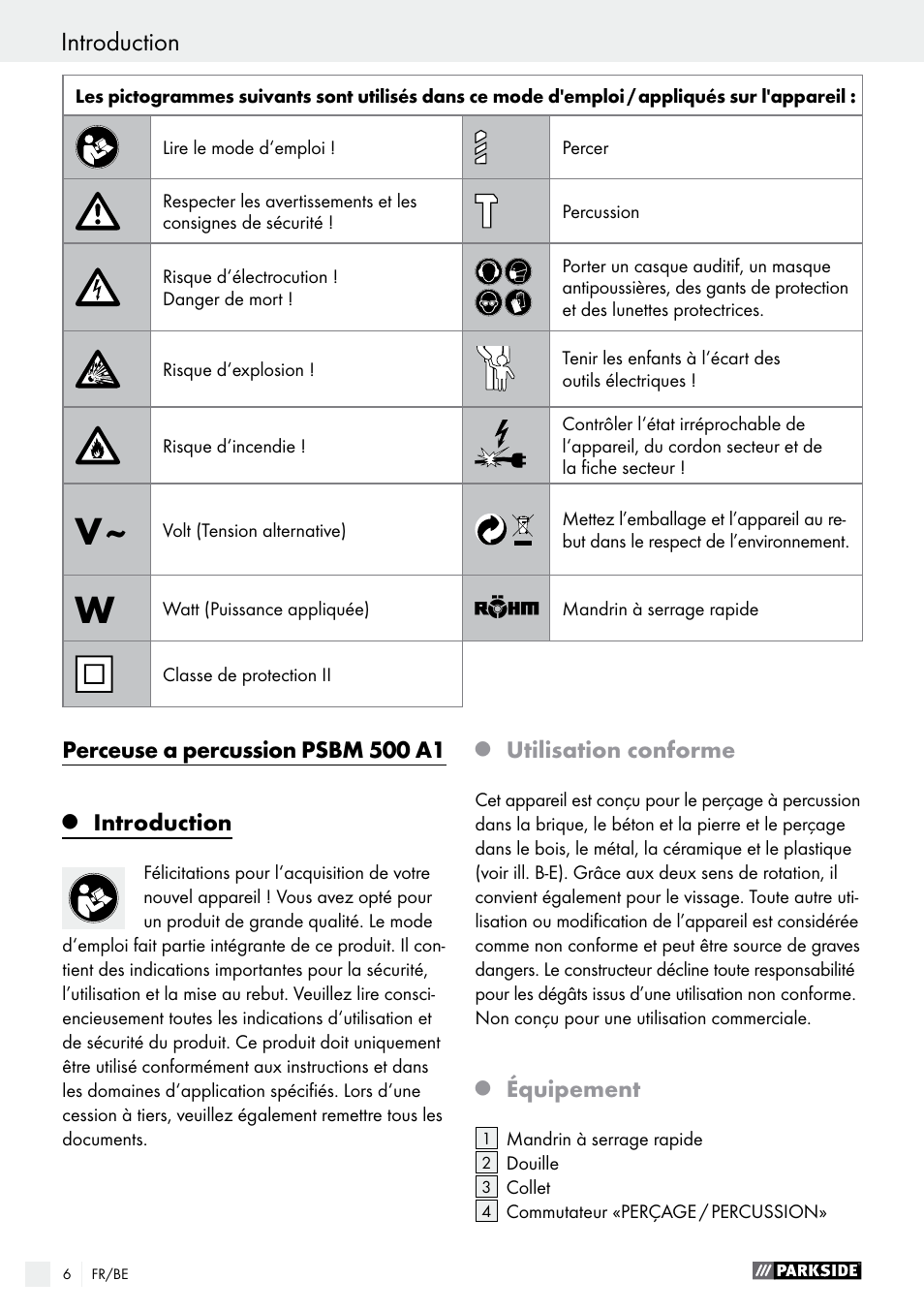 Parkside PSBM 500 A1 User Manual | Page 6 / 44