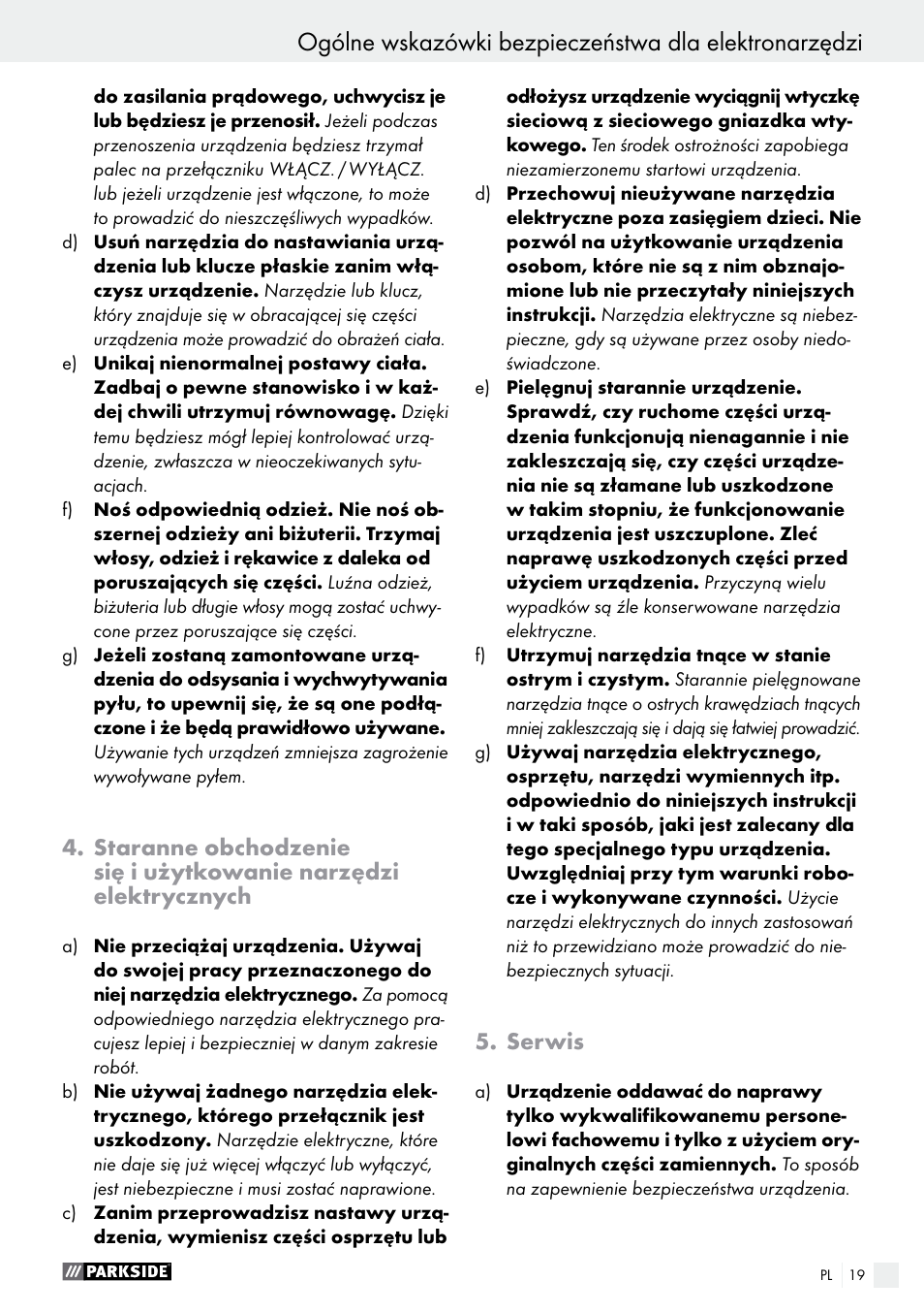 Serwis | Parkside PSBM 500 A1 User Manual | Page 19 / 72