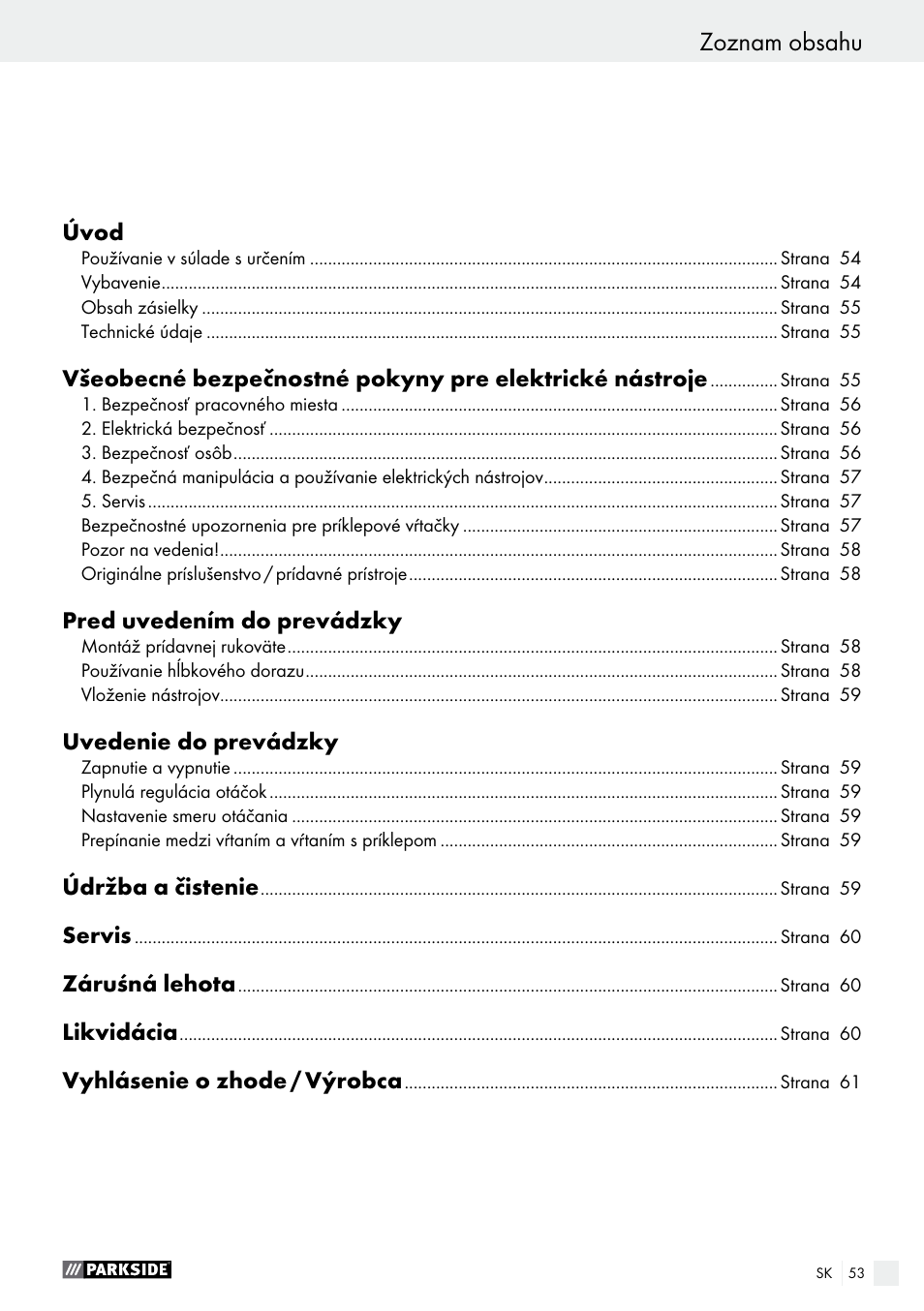 Parkside PSBM 500 A1 User Manual | Page 53 / 72