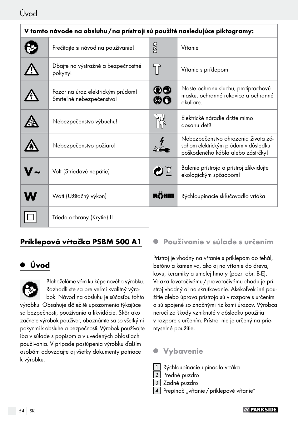 Parkside PSBM 500 A1 User Manual | Page 54 / 72