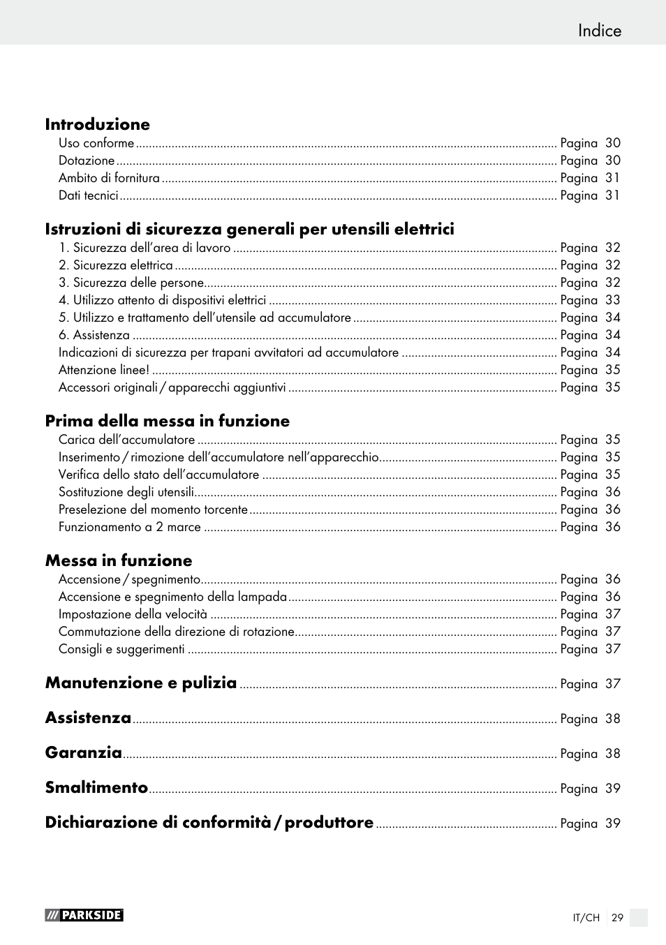 Indice | Parkside PABS 18-Li B2 User Manual | Page 29 / 52