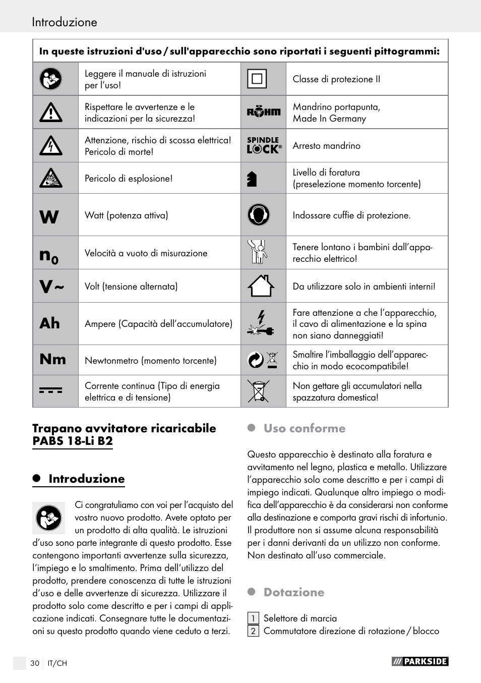 Introduzione | Parkside PABS 18-Li B2 User Manual | Page 30 / 52