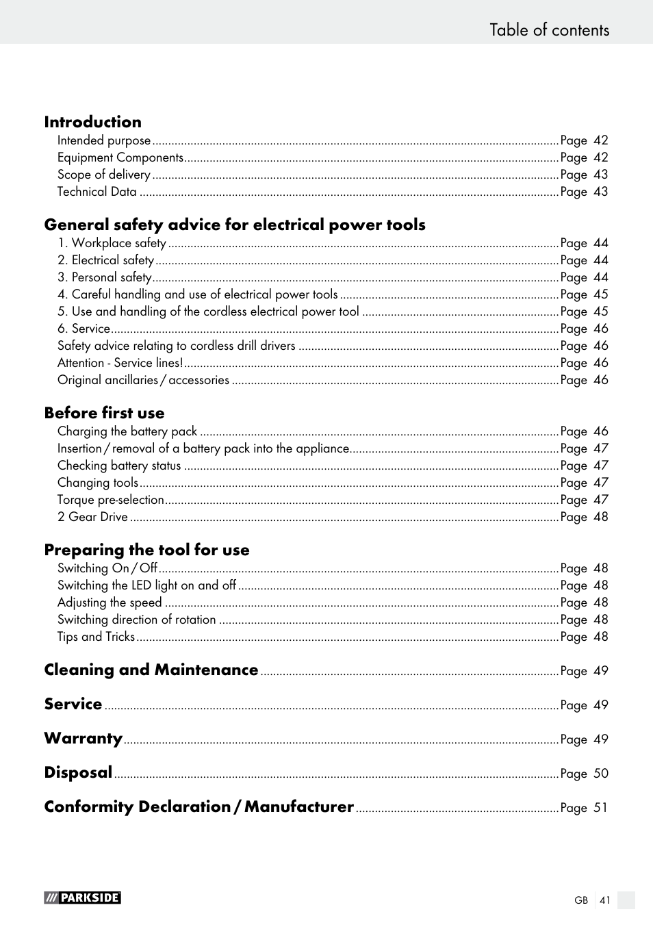 Parkside PABS 18-Li B2 User Manual | Page 41 / 52