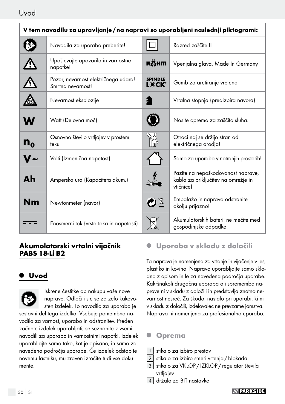Uvod | Parkside PABS 18-Li B2 User Manual | Page 30 / 72