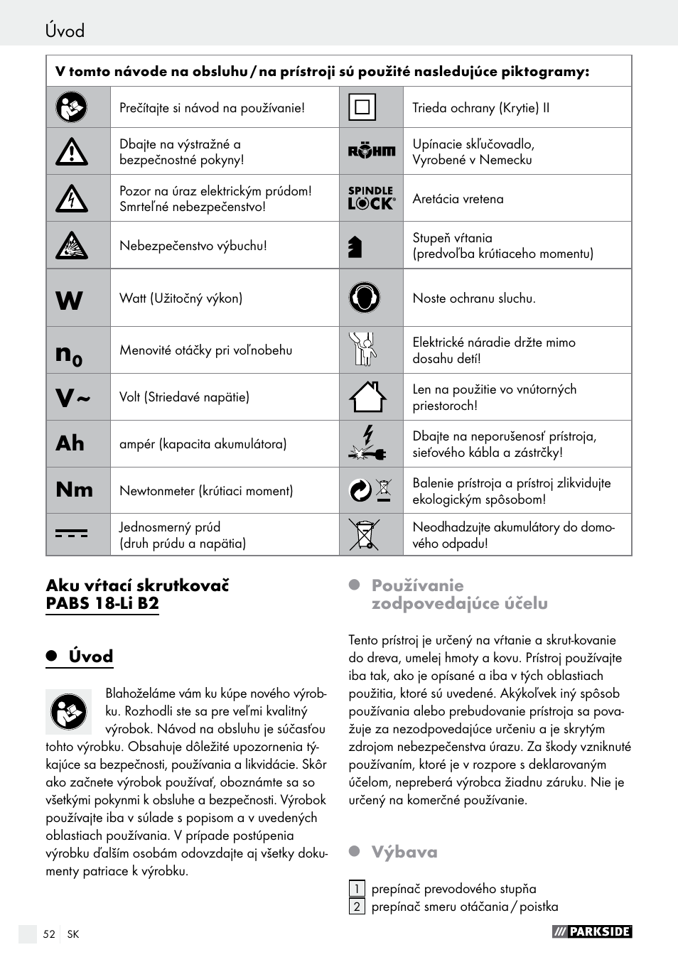 Úvod | Parkside PABS 18-Li B2 User Manual | Page 52 / 72