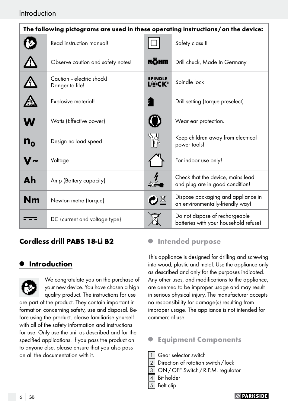 Parkside PABS 18-Li B2 User Manual | Page 6 / 72